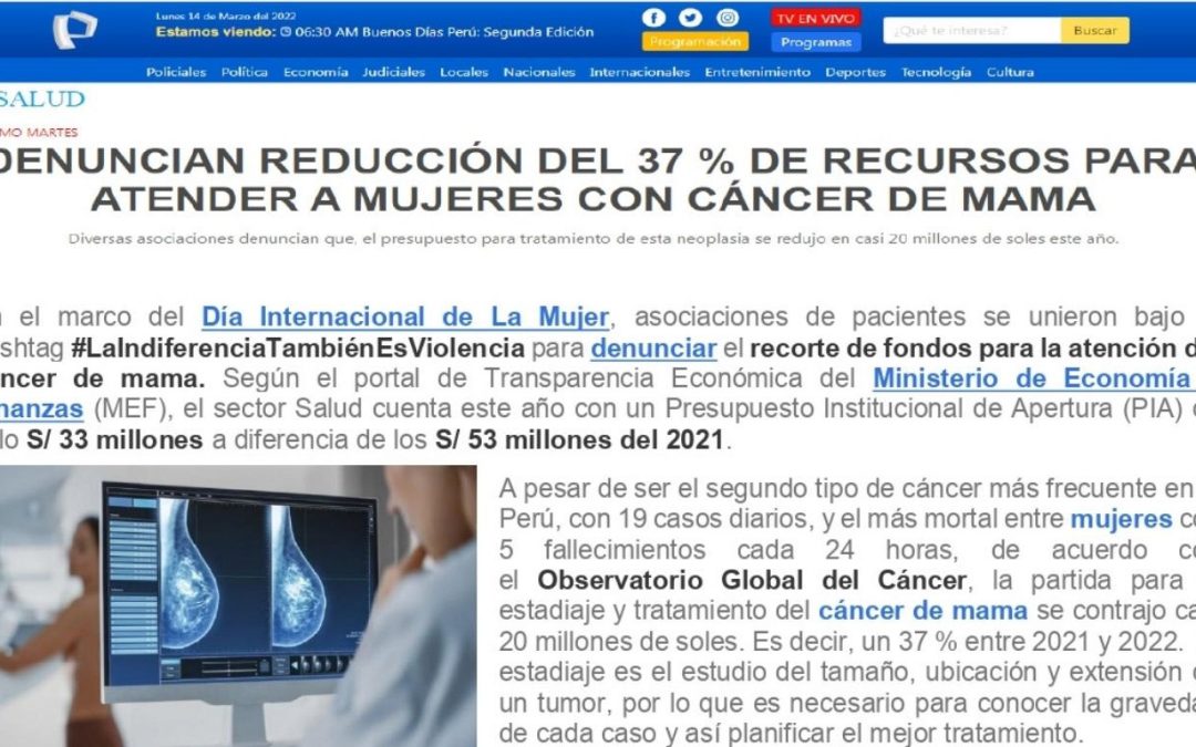 Panamericana entrevista a Karla Ruiz de Castilla para hablar sobre cáncer y presupuesto para esta enfermedad